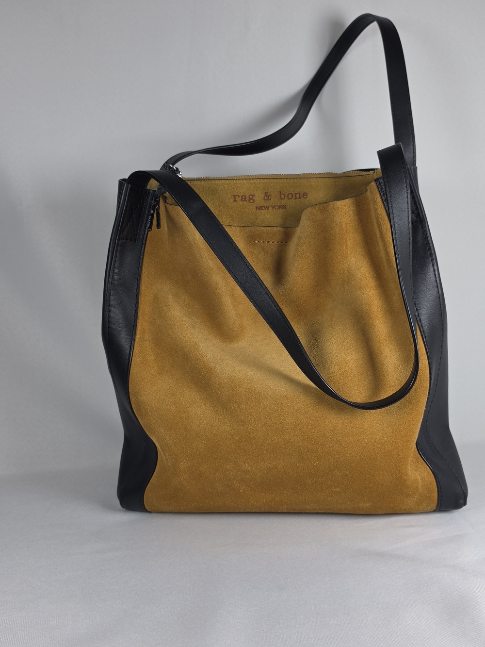 Rag & Bone New York Black Leather & Tan Suede Tote Bag Shoulder Handbag